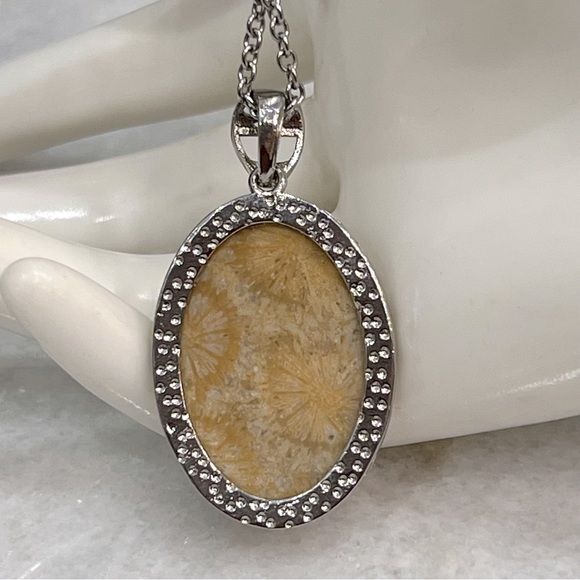 Fossil Coral Silver Pendant Necklace - Picture 8 of 10
